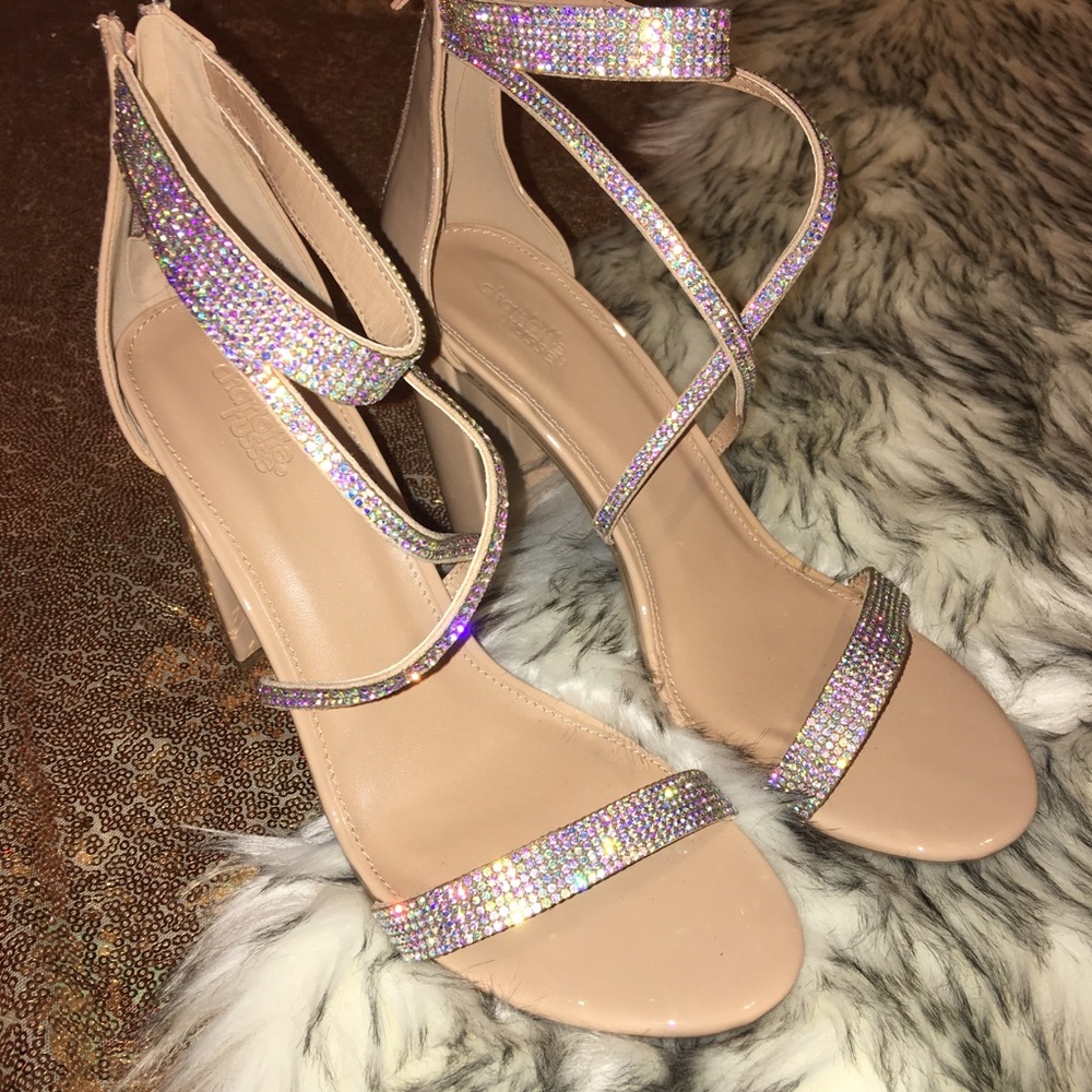 Charlotte Russe Nude Rhinestone Strappy Heels
